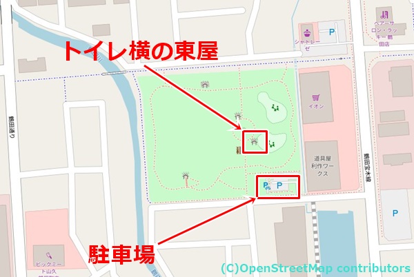 鶴田おおぞら公園の女装子さん待ち合わせMAP