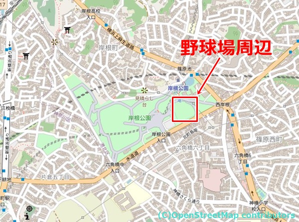 岸根公園の女装子さん待ち合わせMAP