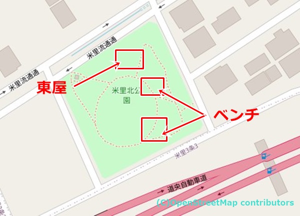 米里北公園の女装子さん待ち合わせMAP