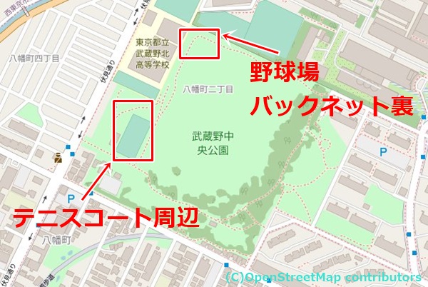 武蔵野中央公園の女装子さん待ち合わせMAP